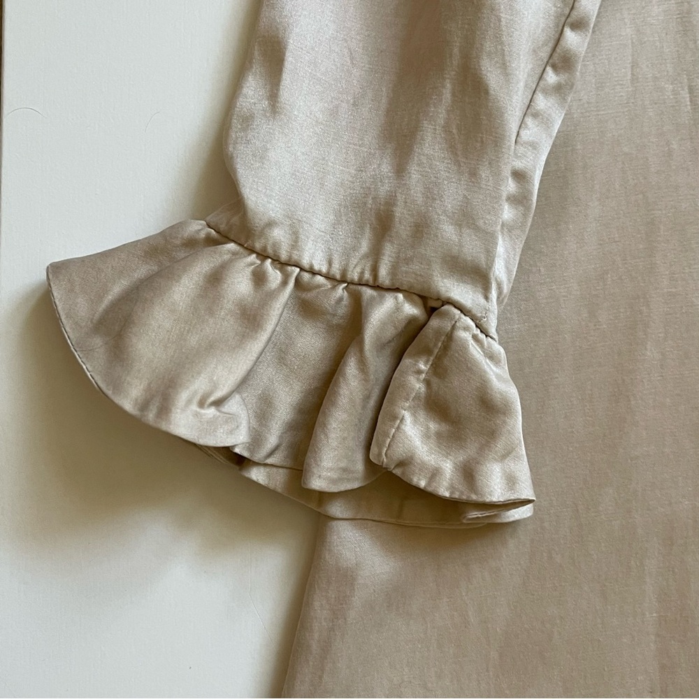 Marie Chantal Cream Silky Dress with Ruffles - Size 6 - Picture 10 of 16